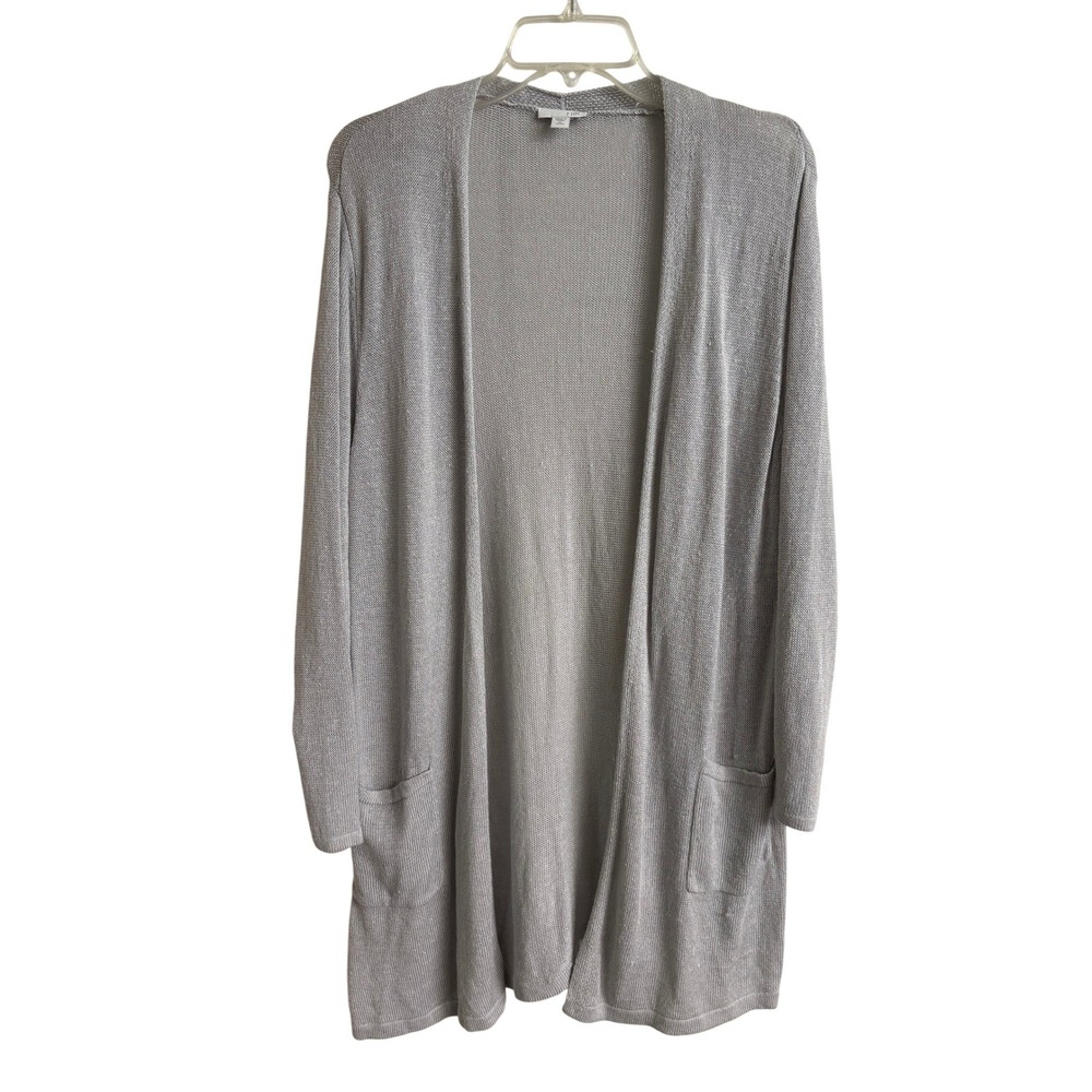 J.Jill XL Petite Linen Blend Cardigan Open Front Lagenlook Relaxed Effortless